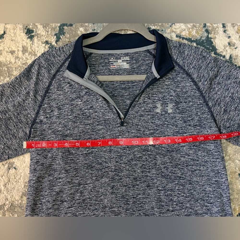 Under Armour Men’s Heathered Navy Quarter-Zip Dri Fit Top. Size Small - Picture 6 of 10